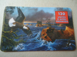 FRANCE  PREPAID  USED  CARDS BIRDS EAGLES  2 SCAN - Águilas & Aves De Presa