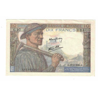 France, 10 Francs, Mineur, 1945, G.97, SUP+, Fayette:8.13, KM:99b - 10 F 1941-1949 ''Mineur''