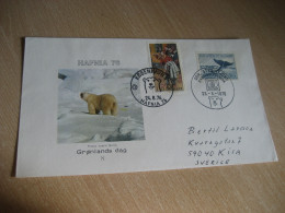 SDR. STROMFJORD + KOBENHAVN 1976 Polar Bear White Bear Hafnia 76 Cancel Cover Whale Stamp DENMARK GREENLAND - Briefe U. Dokumente