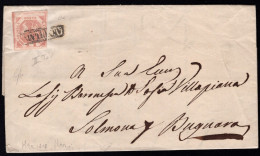 1858  30 Mar   2 Gr.  Sass.6c Su Lettera Da Napoli  Per Solmona Bugnara CV 625 - Napels