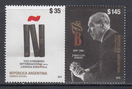 2019 Argentina Borges Spanish Language Congress Complete Pair MNH - Unused Stamps