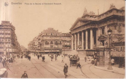 Bruxelles Place De La Bourse Carte Postale Animee 1918 - Places, Squares