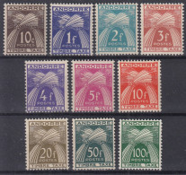 ANDORRE : SERIE TAXE GERBES N° 32/41 NEUVE * GOMME AVEC CHARNIERE - COTE 120 € - Unused Stamps