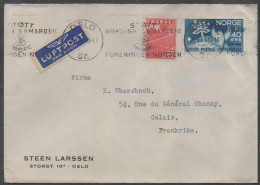 NORVEGE - NORGE - OSLO  / 1951 LETTRE AVION ==> FRANCE (ref 1103) - Brieven En Documenten