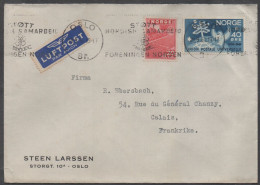 NORVEGE - NORGE - OSLO  / 1951 LETTRE AVION ==> FRANCE (ref 1103) - Briefe U. Dokumente