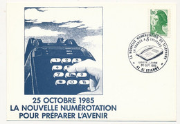 FRANCE - Cachet Temporaire "La Nouvelle Numérotation Du Téléphone, La France à 8 Chiffres" 42 St Etienne 30/9/1985 - Bolli Commemorativi