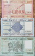 Lot 3 Billets LIBAN De 20000 50000 & 100000 Livres - Neuf UNC - Liban