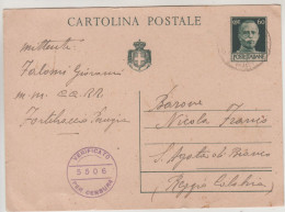 Perugia Per S. Agata Di Bianco (R.C.) Cartolina Intero Postale . 23/03/1945 Verificata Per Censura - Postwaardestukken