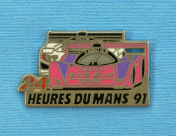 1 PIN'S //  ** 24H DU MANS 1991 / 59ème ÉDITION / MAZDA 787 B - JAGUAR XJR-12 ** . (Locomobile(94) - Jaguar