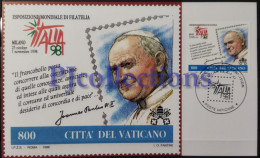 3892- VATICANO - VATICAN CITY 1998 MAXI CARD FDC "ITALIA 98" C/TIMBO UFFICIALE - Storia Postale