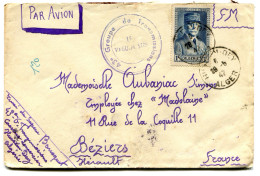 RC 25407 ALGERIE 1942 HUSSEN DEY 43e GROUPE DE TRANSMISSIONS LETTRE EN FM PAR AVION POUR BEZIERS FRANCE - Lettres & Documents