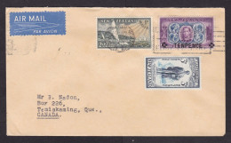 New Zealand: Airmail Cover To Canada, 1950s, 3 Stamps, Value Overprint, King, Royalty, Ship, Dodley (traces Of Use) - Brieven En Documenten