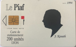 PIAF  -   LYON    - Lyon Parc Auto  - KOSUTH  - 1994  -  200 Unités - Cartes De Stationnement, PIAF