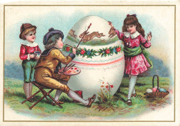 PAQUES * Joyeuses Pâques * Peintre Oeuf * Peinture Enfants Oeufs Egg Eggs * Chromo Ancien Illustrateur - Easter