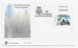 3777  FDC Barcelona , 1999, 175 Aniversario De La Policía Española , - FDC