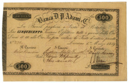 500 LIRE GRANDUCATO DI TOSCANA BANCA ADAMI LIVORNO 01/03/1859 QFDS - Other & Unclassified