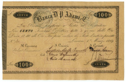 100 LIRE GRANDUCATO DI TOSCANA BANCA ADAMI LIVORNO 01/03/1859 QFDS - Otros & Sin Clasificación