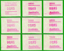 1994 Australia ATM 36 + 37 Waratah * Complete Series Of 9 MNH * Frama Automatenmarken Etiquetas Distributeur Automatici - Automaatzegels [ATM]