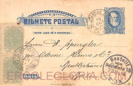 Ad6155 - BRAZIL - Postal History - Stamps On STATIONERY CARD To GERMANY  1894 - Entiers Postaux