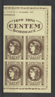 France 1970 Bloc De 4 Vignettes Centenaire Des émissions De Bordeaux - Philatelic Fairs