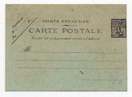 !!! POSTE ENFANTINE ENTIER POSTAL AU TYPE SEMEUSE - Private Stationery