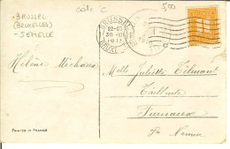 CP Avec Dame  " Cachet Ambulant BRUSSEL ( BRUXELLES ) - JEMELLE 1913 " - Ambulanti