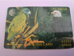 ST LUCIA    $ 53/ US 20  CABLE & WIRELESS  STL-14E  11CSLA    PARROT/EAGLE  Fine Used Card ** 13596** - St. Lucia