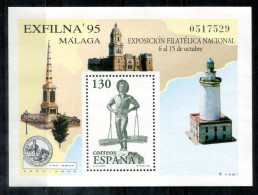 SPANIEN Block 60, Bl.60 Mnh - Exfilna 95 Malaga, Leuchtturm, Lighthouse, Phare - SPAIN / ESPAGNE - Blocs & Hojas