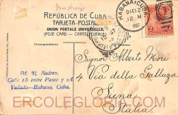 Ad6224 - HAVANA - Postal History - POSTCARD To ITALY 1907 - Covers & Documents