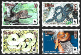 ANIMALS Samoa 2015 Snakes WWF MNH Full Set Reptiles PACIFIC TREE BOA Fauna Oceania Luxe Stamps Mi.# 1222-1225 - Serpents