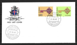 ISLANDE. N°372-3 De 1968 Sur Enveloppe 1er Jour (FDC). Europa'68. - 1968