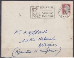 S.O.S. MOTOS Sur Lettre Pub Au Verso  De 30   BEAUCAIRE  Le 3 9 1960  Avec Mne De DECARIS  25c - Covers & Documents