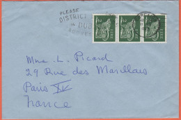 IRLANDA - IRELAND - Irlande - EIRE - 1972 - 3 X 2 - Viaggiata Da Corcaigh Per Paris, France - Briefe U. Dokumente