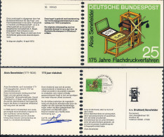 Deutschland Germany 1972 Karte / Card / Carte : Mi 715, YT 566  Steindruckpresse Alois Senefelder Erfinder Lithographie - Andere & Zonder Classificatie