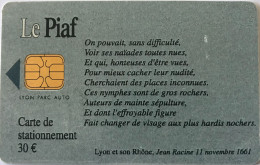 PIAF   -  LYON   -  Lyon Parc Auto  -  30 E. - Cartes De Stationnement, PIAF