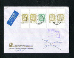 "FINNLAND" 1980, Lupo-Brief U.a. Mit Zusammendruck Frankiert, Nach Daenemark, Retour, Rs. Entsprech. Aufkleber (15047) - Briefe U. Dokumente