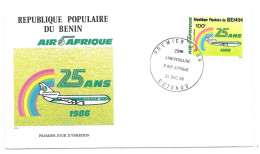 BENIN 1986 - Enveloppe 1er Jour Datée Du 31/12/1986 -avion, Plane - Bénin – Dahomey (1960-...)