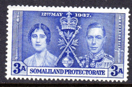 SOMALILAND PROTECTORATE - 1937 CORONATION 3A STAMP FINE MOUNTED MINT MM * SG 92 - Somaliland (Herrschaft ...-1959)