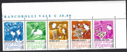Italia 2012; Giornata Della Filatelia, Serie Completa In Striscia Di Angolo Superiore. - 2011-20: Nieuw/plakker