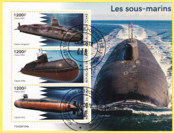 Petite Feuille De 3 T.-P. Dentelés Oblitérés - Les Sous-marins Classe Vanguard Classe Delta Classe Ohio - Tchad 2022 - Tchad (1960-...)