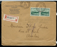 Plis Avec Paire N° 726 Obl. BRUXELLES - 1 - BRUSSEL  19/06/1946 En Rec. - Landelijks Post