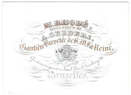 Belgique, Carte Porcelaine, Porseleinkaart, M. Rhodé, Gantière Brevetée De S. M. La Reine, Bruxelles, Dim:109x80mm, - Porcelaine