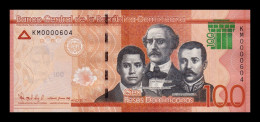 República Dominicana 100 Pesos Dominicanos 2017 Pick 190d Low Serial 604 Sc Unc - Dominicaine