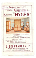 Publicité Chambres Louis XV Salles à Manger Henri II Chambres "Hygea" E. Schwander & Cie - Format : 22x13.5 Cm - 1900 – 1949