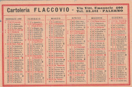 CALENDARIETTO - CARTOLERIA FLACCOVIO PALERMO   1958 - Petit Format : 1941-60