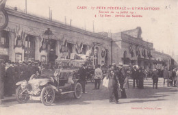 CAEN(14)/ FETES/37ème FÊTE FEDERALE De GYMNASTIQUE/Journée Du 14 Juillet 1911/La Gare / Arrivée Des Sociètés / Animation - Caen