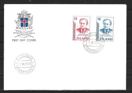 ISLANDE. N°433-4 De 1973 Sur Enveloppe 1er Jour (FDC). Président Asgeirsson. - FDC