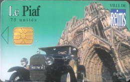 PIAF   -  REIMS   -   Voiture + Cathédrale  (fond Vert)  -  75 Unités - Parkeerkaarten