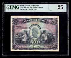 España Spain 500 Pesetas Alegorias 1907 Pick 60a PMG 25 Mbc Vf - 500 Pesetas