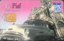 PIAF   -  REIMS   -   Voiture + Cathédrale  (fond Lavande)  -  150 Unités - PIAF Parking Cards